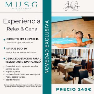 Experiencia relax cena masaje de 50 minutos